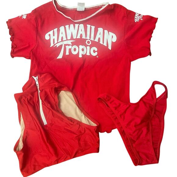 Bundle Hawaiian Tropic red white bikini and shirt promo girl model medium - Picture 2 of 6